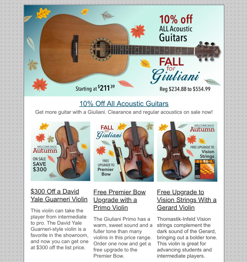 Kennedy Violins Marketing Emails