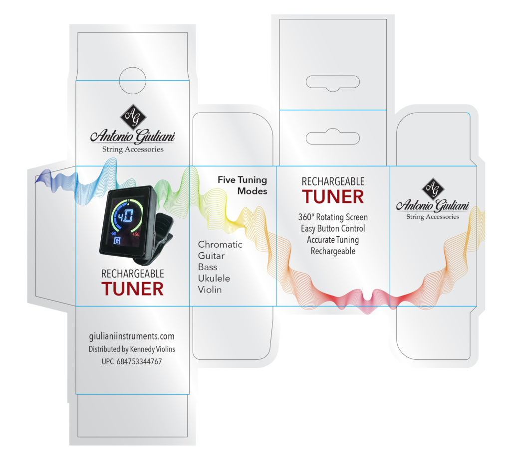 Rechargeable Tuner Packaging and Instruction Sheet