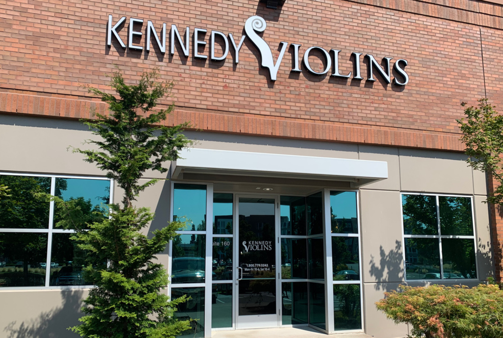 Kennedy Violins Storefront Sign.