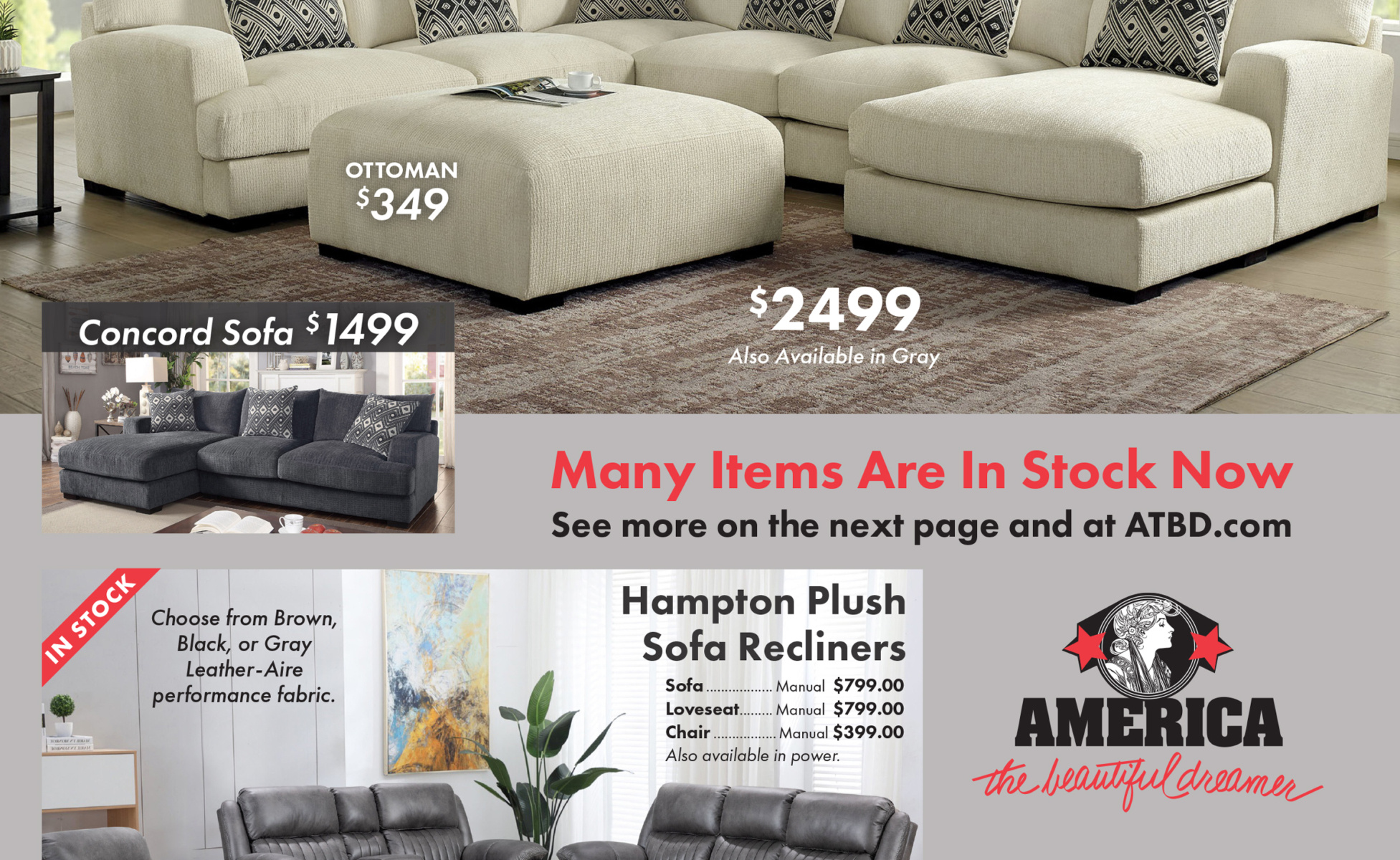 Front-page living room furniture ad.