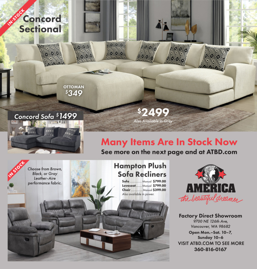 Front-page living room furniture ad.