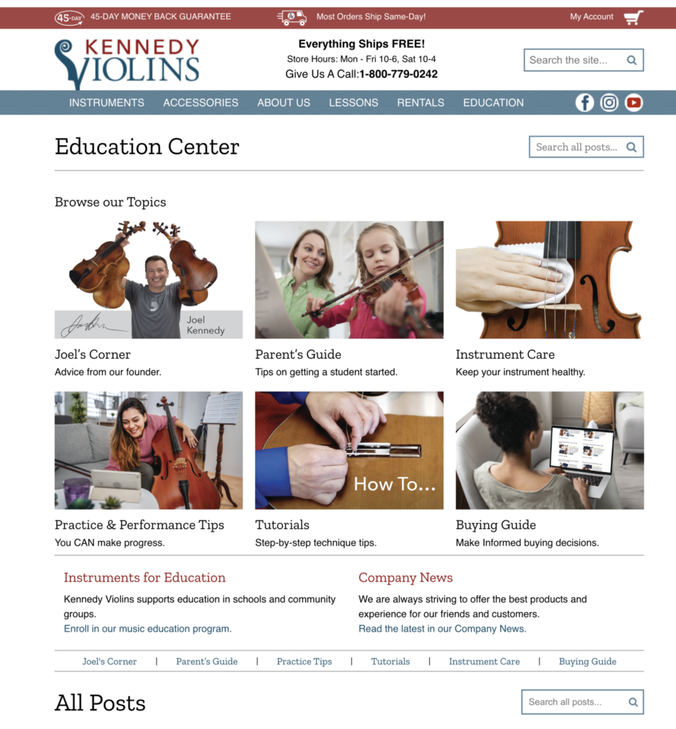 Education Center for Kennedy Violins