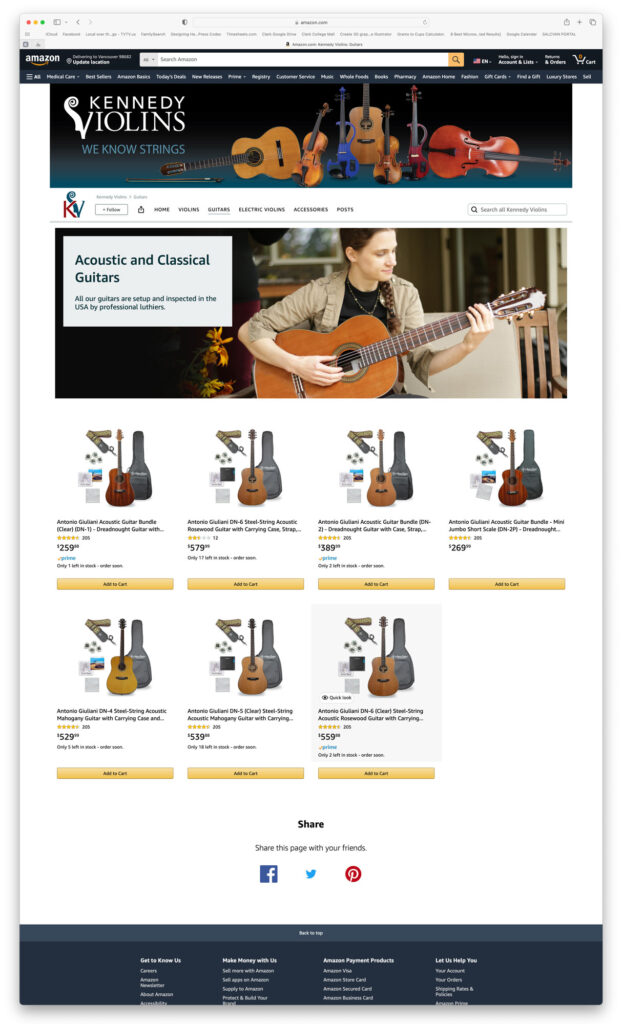 Amazon Store Guitar Page