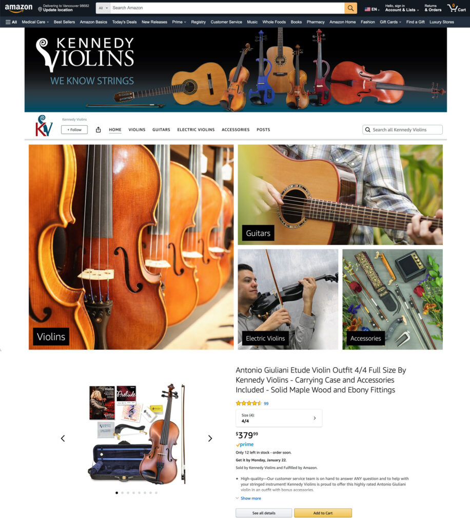 Kennedy Violins Amazon Store Home Page Detail